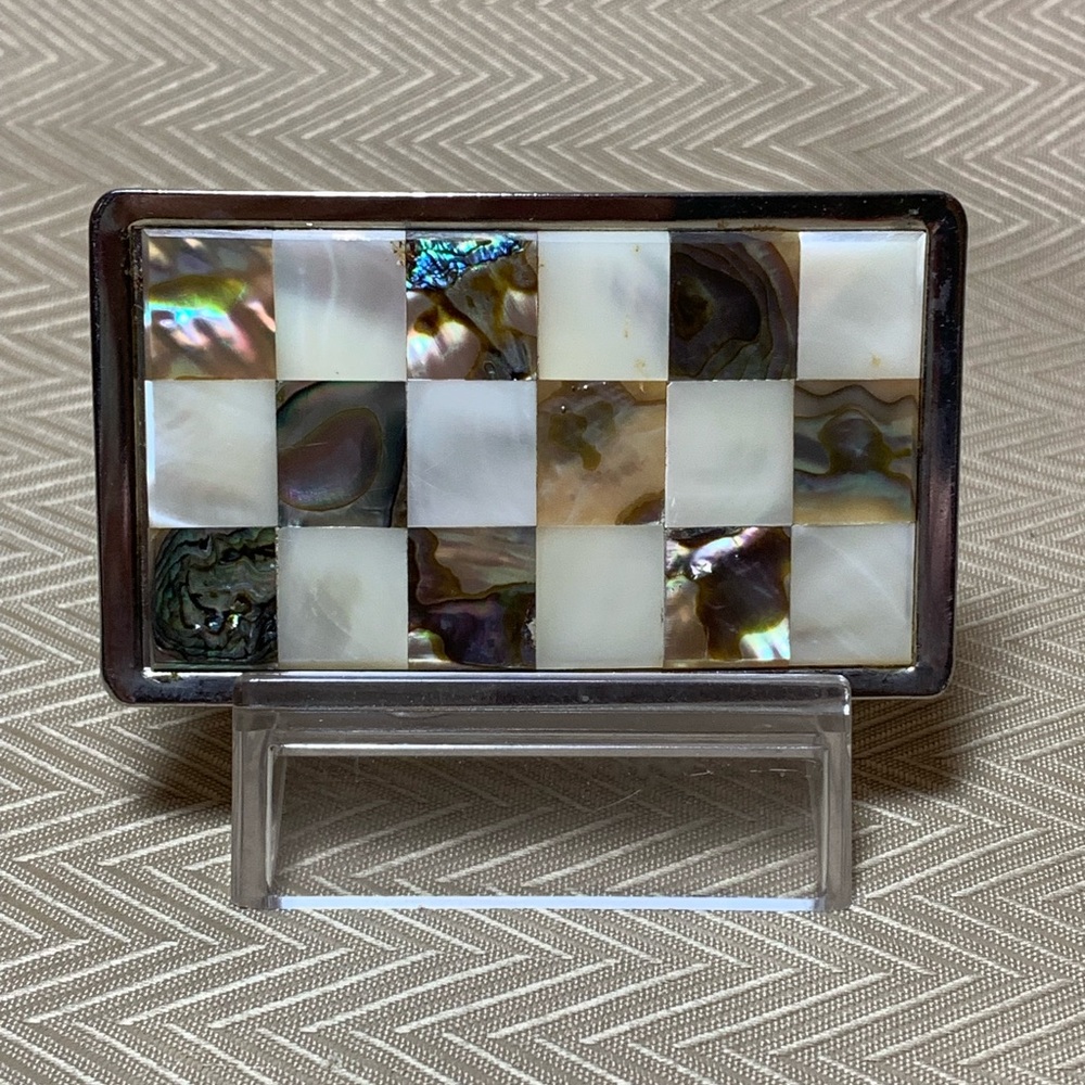 Mother of Pearl and Abalone Checkered Belt Buckle